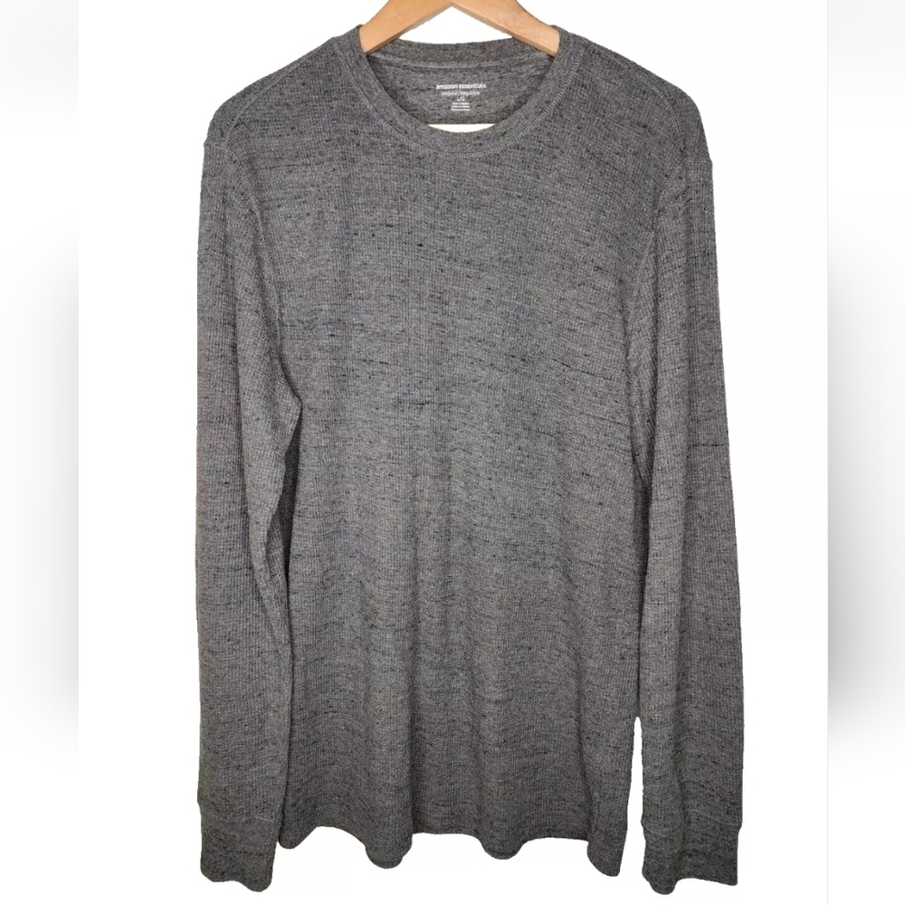 Amazon Essentials Regular Fit Long Sleeve Waffle Knit Shirt in Charcoal Size L